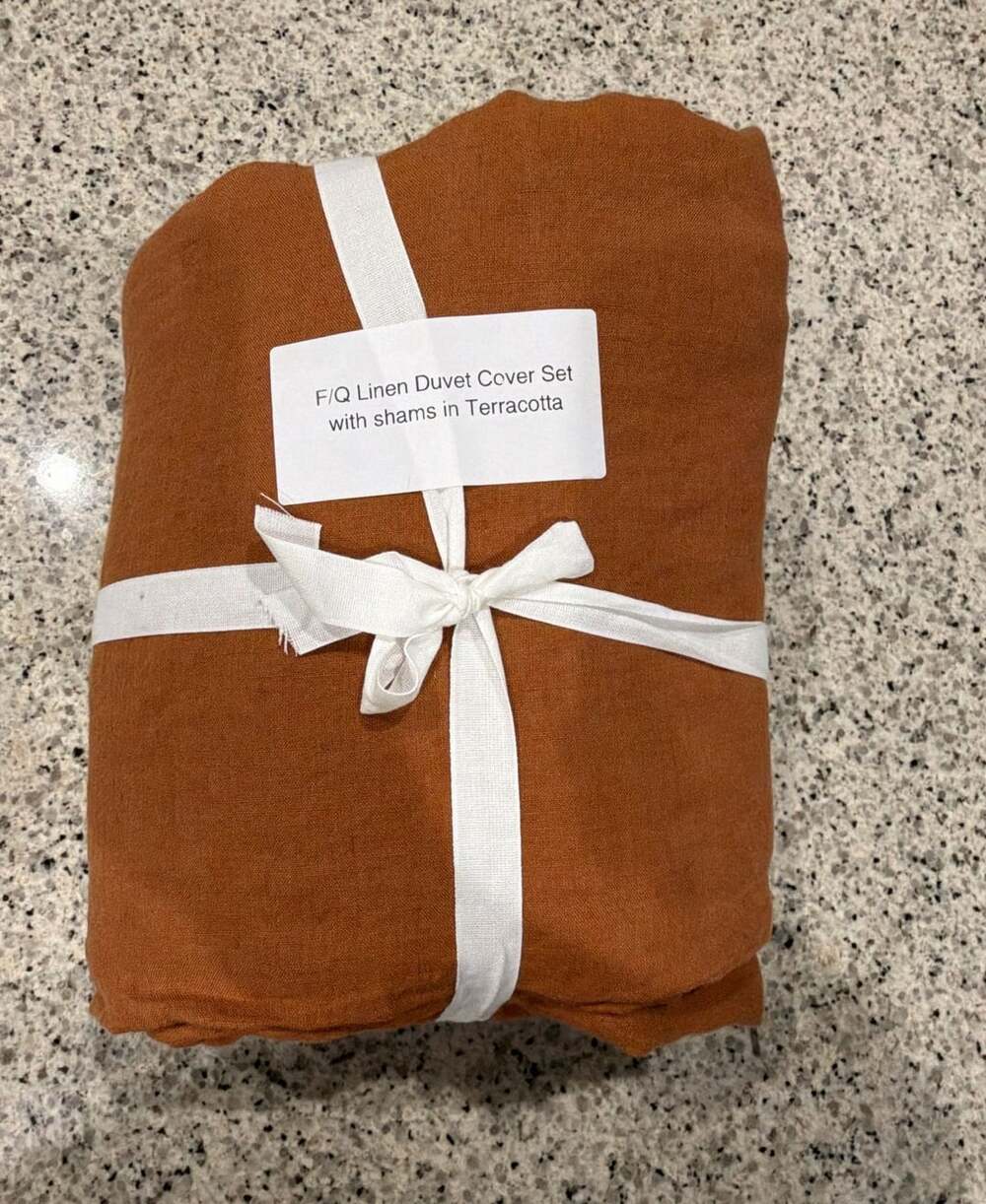 Quince Terracotta Linen Duvet Cover Set with Shams F/Q